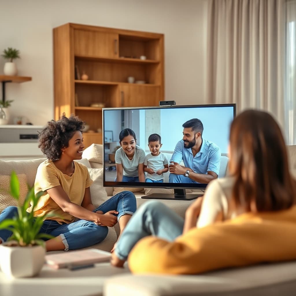Familia disfrutando de internet en casa